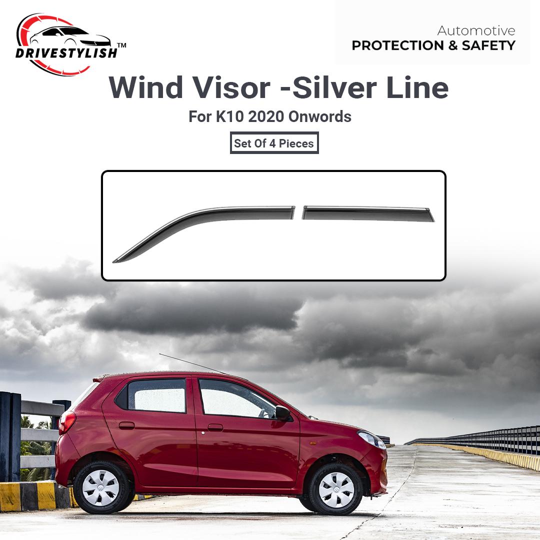 Maruti Suzuki Alto K10 Window Visor – Silver Line