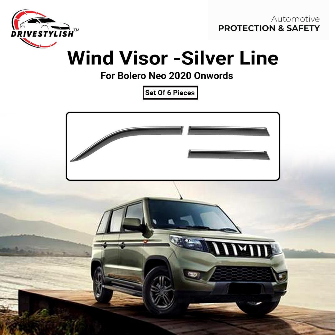 Mahindra Bolero Neo Door Visor in Chrome Insert