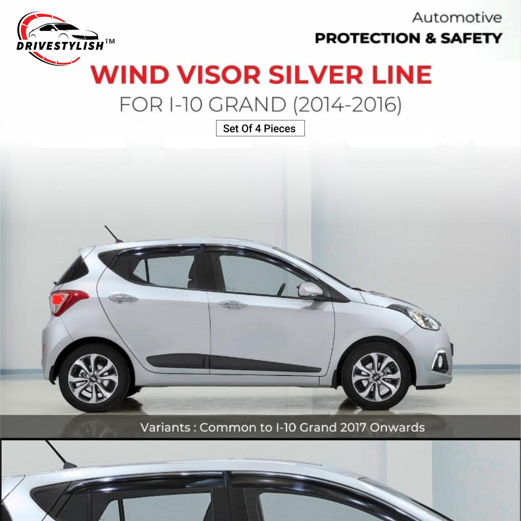 Hyundai i-10 (2014 to 2016) Wind Visor – Silver Line