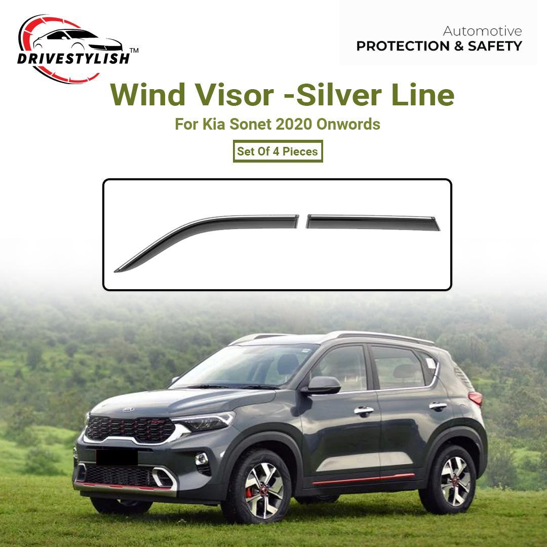 Kia Sonet Wind Visor – Silver Line