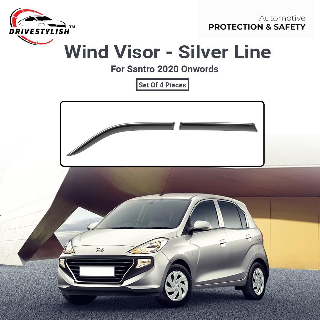 Hyundai New Santro Wind Visor – Silver Line