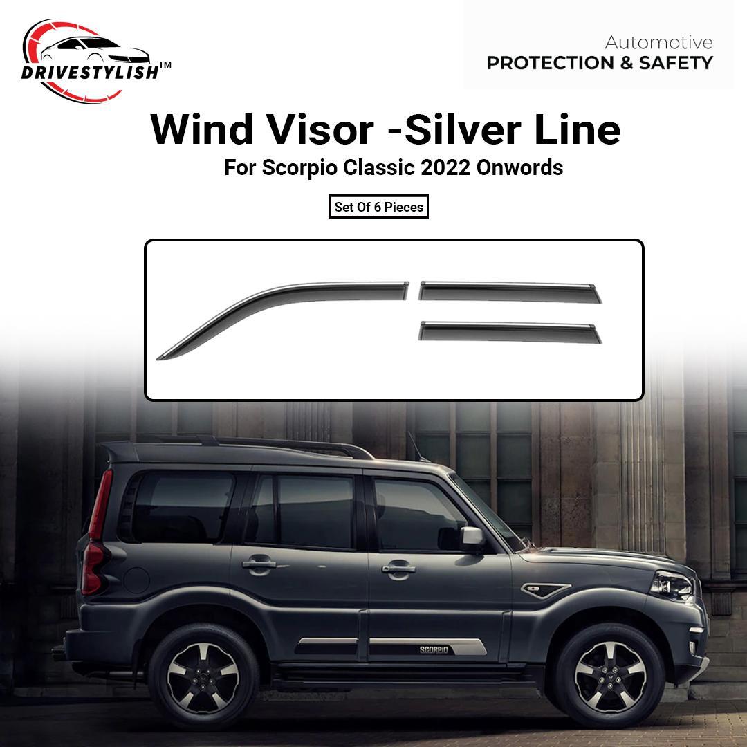 Mahindra Scorpio Classic Wind Visor – Silver Line