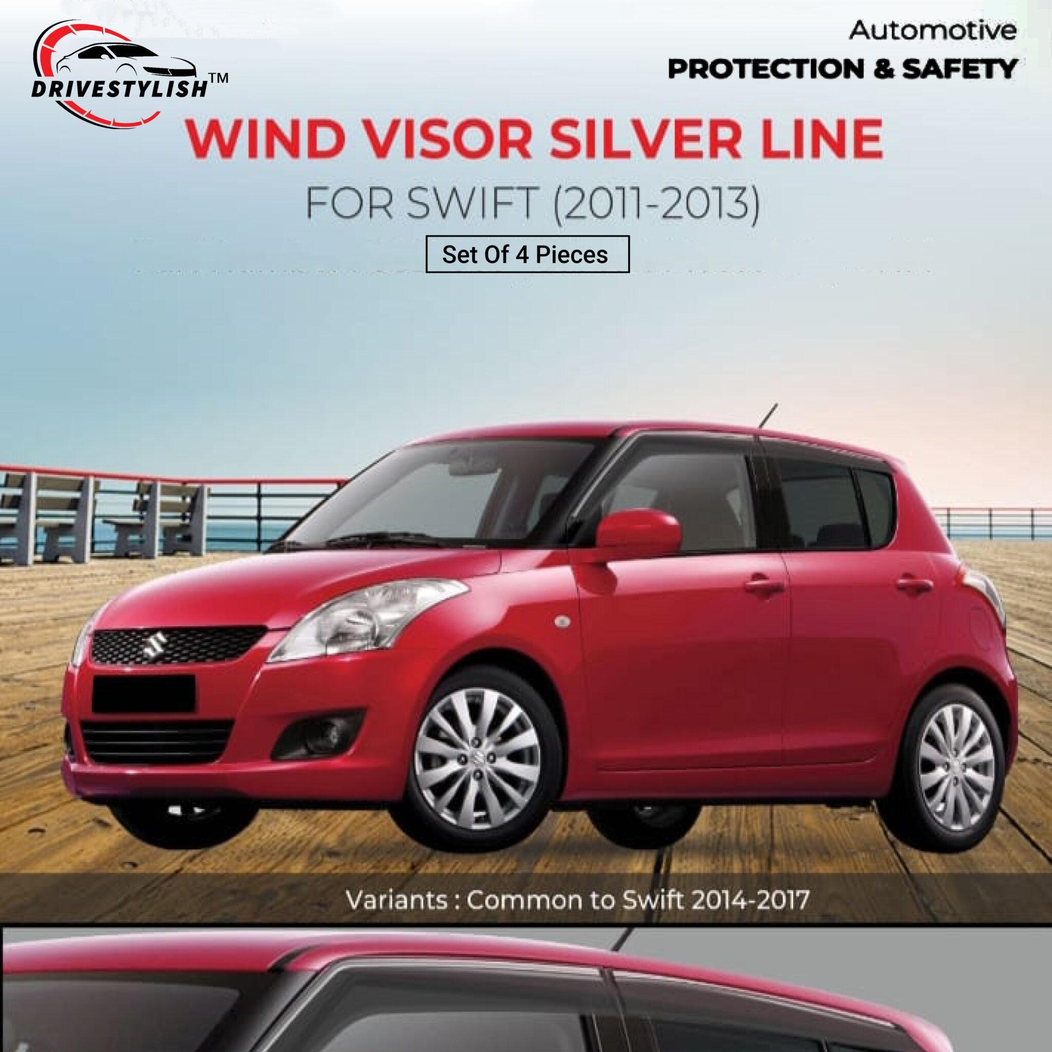 Maruti Suzuki Swift (2012 - 2017) Wind Visor – Silver Line