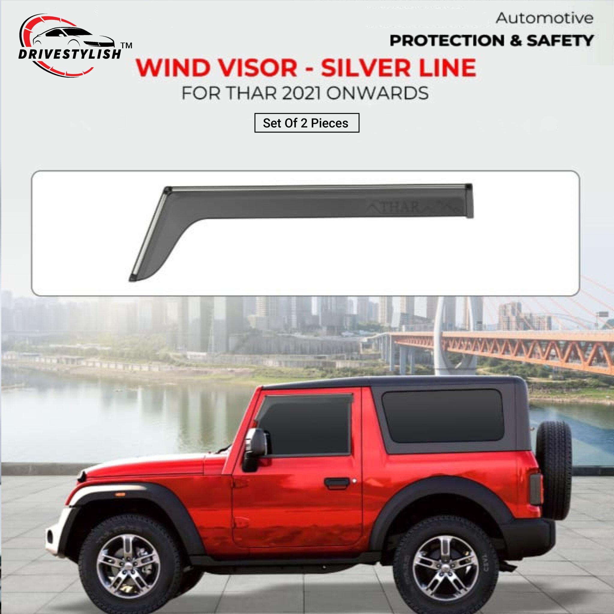 Mahindra New Thar Wind Visor – Silver Line