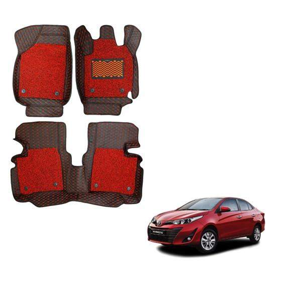 Toyota Yaris Premium Floor Mats - Black/Red Colour