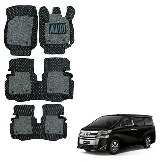 Toyota Vellfire Spacious Foot Mats - Black with Grey Colour